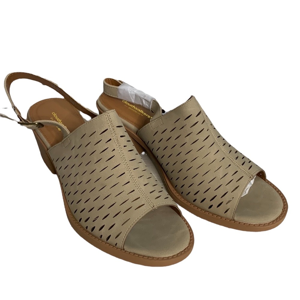 *NEW* Cloudwalkers by Avenue Haven Shootie Taupe Sandals Size 9.5 Block Heel